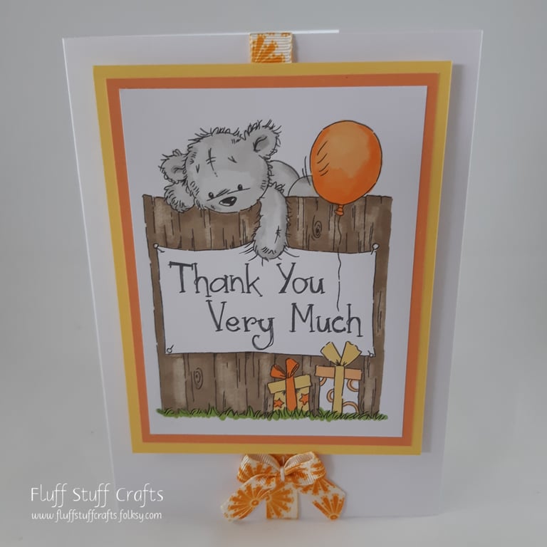 Thank you card - bear on the fence