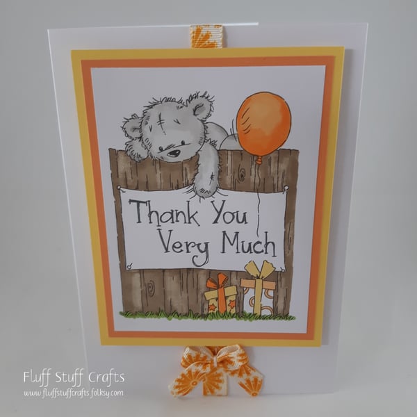 Thank you card - bear on the fence