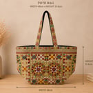 Handmade  Embroidered Cotton Shoulder Bag - Large Pakistani Artisan Tote Bag