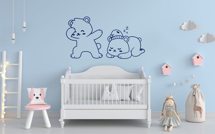 Cute Bears Animation Children Bedroom Decor Kids Vinyl Wall Sticker Disney Art