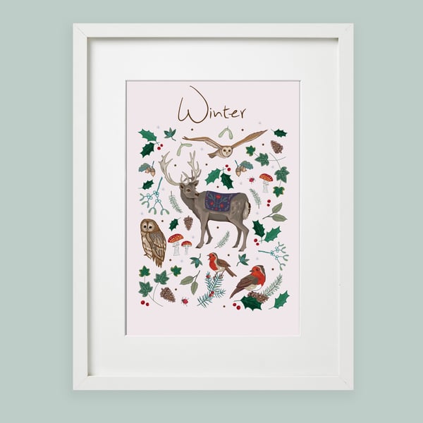 'Winter' illustration print, nursery wall art