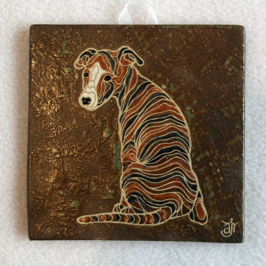 WP22 Wall plaque tile whippet dog picture