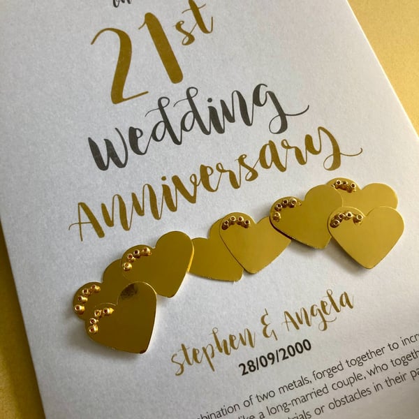 21st (Brass) Anniversary Card – Personalised with names and date