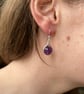 Amethyst Drop Earrings, Sterling Silver, February Birthstone - Image 3