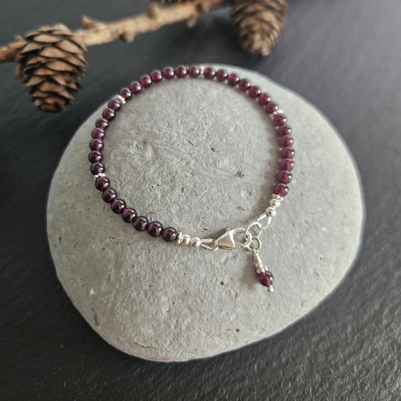 Garnet and Sterling Silver Bracelet