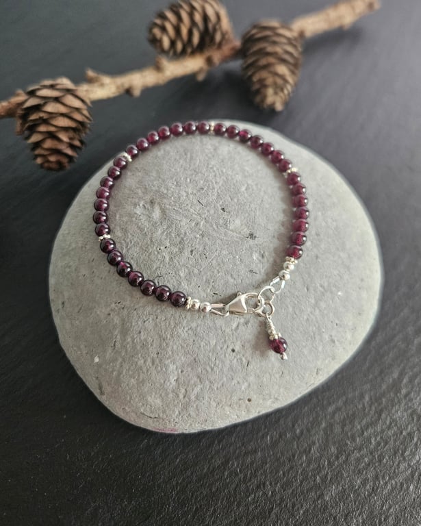 Garnet and Sterling Silver Bracelet