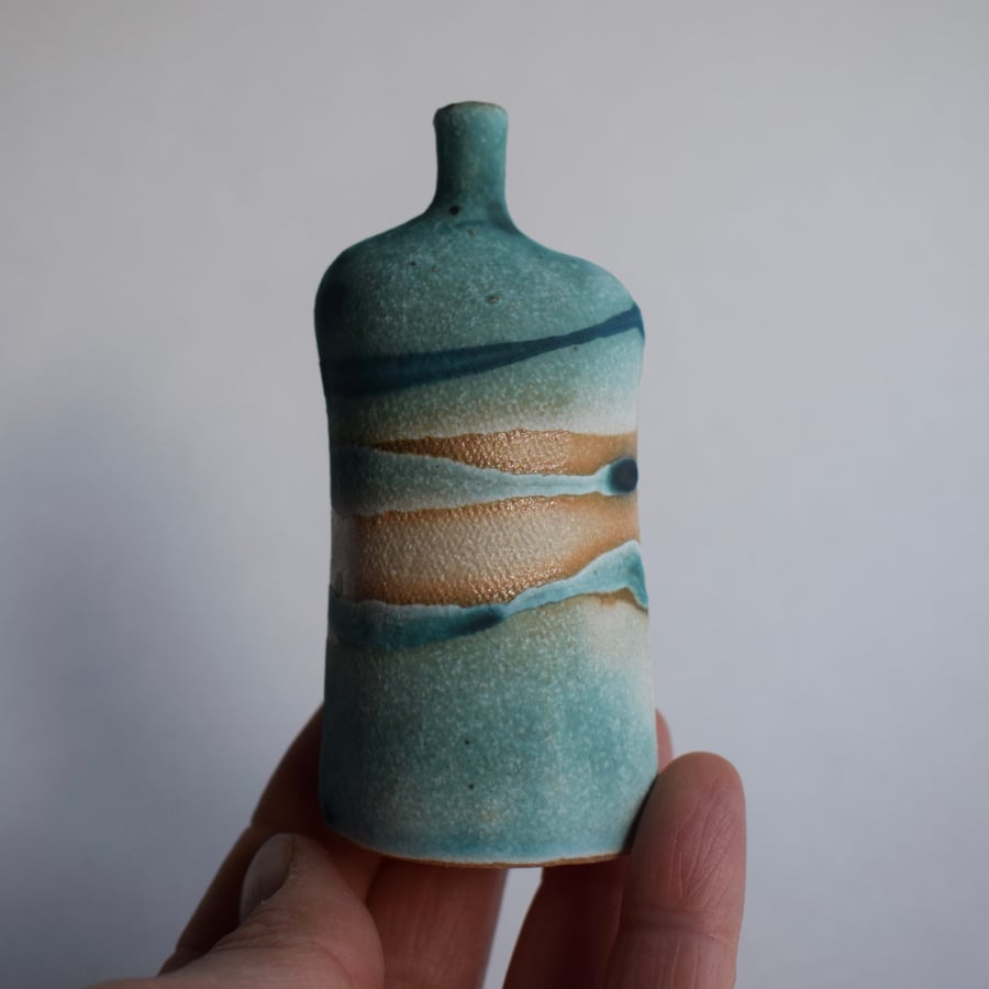 Ceramic Bottle with Seascape Glaze