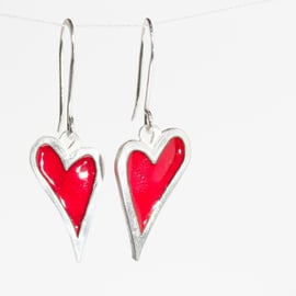 My Quirky Heart Studs Red Enamel
