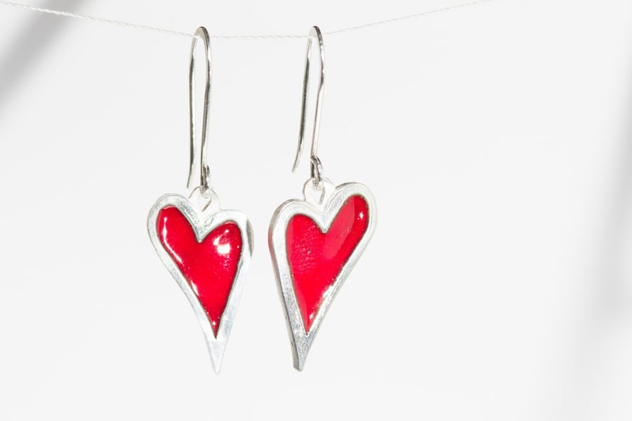My Quirky Heart Studs Red Enamel
