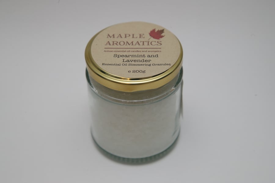 Maple Aromatics Spearmint and Lavender Essential Oil 200g Simmering Granules
