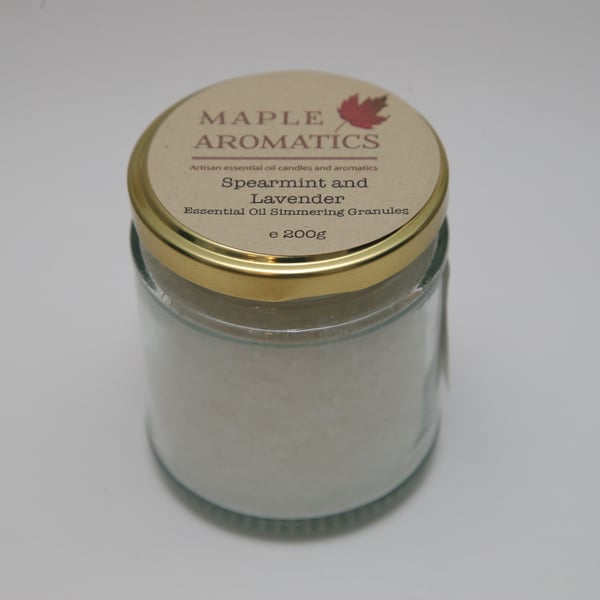 Maple Aromatics Spearmint and Lavender Essential Oil 200g Simmering Granules