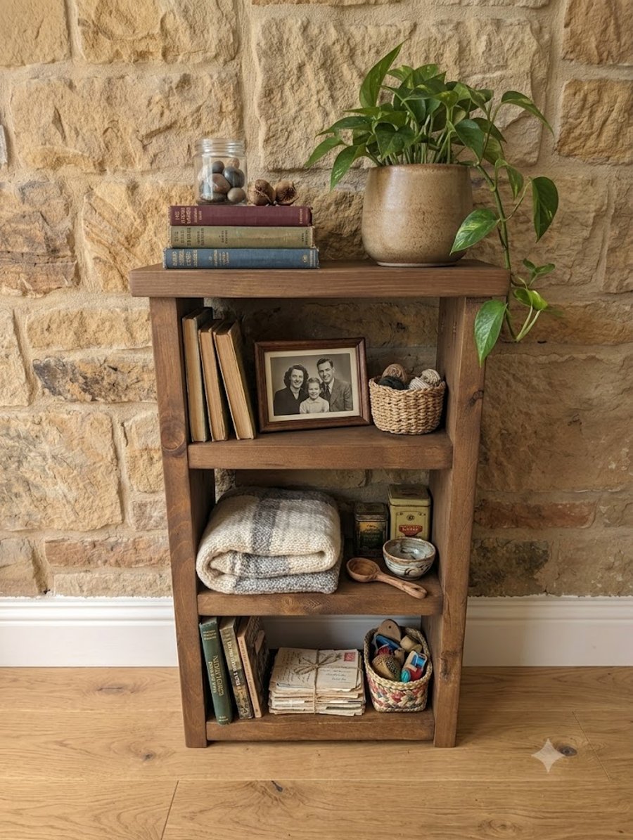Handmade Rustic Book Shelf Solid Wood Hallway Console Table – Storage