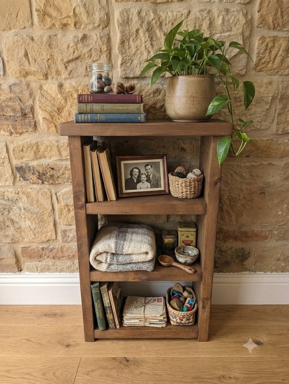 Handmade Rustic Book Shelf Solid Wood Hallway Console Table – Storage