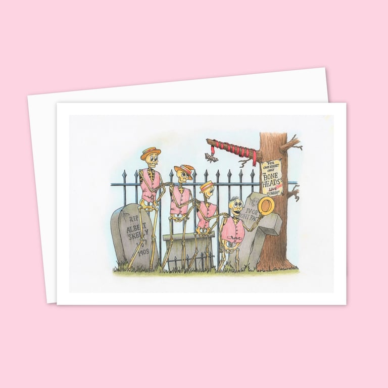 Skeleton Barbershop Quartet Greeting Card: A Fun Alternative Birthday Card (503)