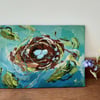 Nest painting with flowers 