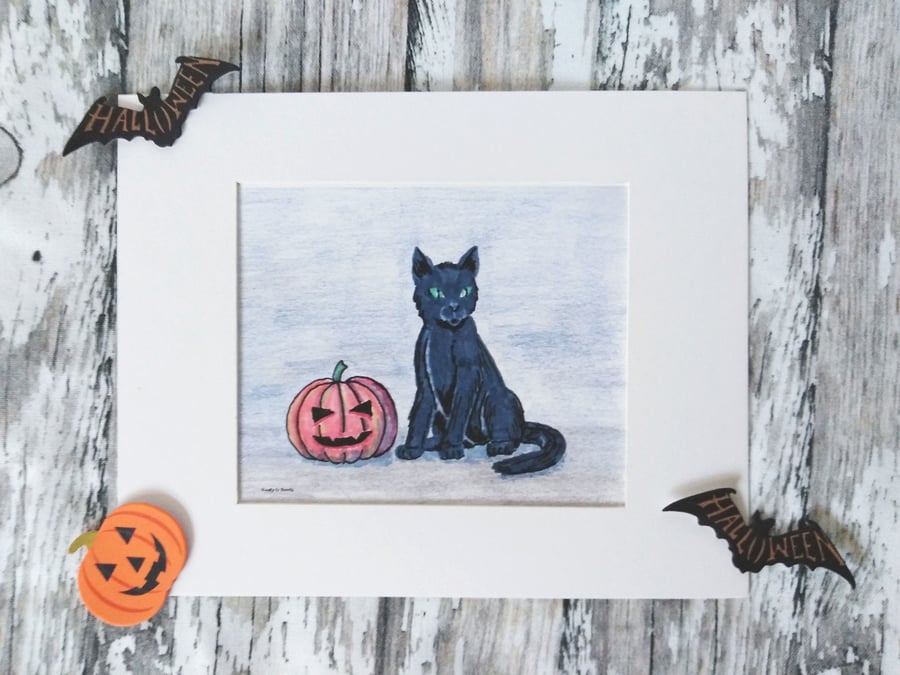Black Cat Art Print, Black Cat Art, Cat Art Print, Black Cat Illustration
