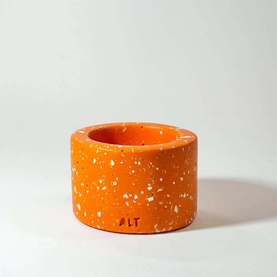 Terrazzo Candle Holder, Tea Light Candle Holder, Jesmonite Candle Holder, Orange