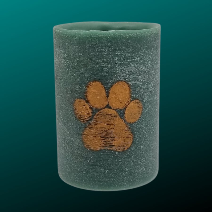 Wide Cylinder Green Wax Vase With Gold Paw Decoration Gift Free Shipping