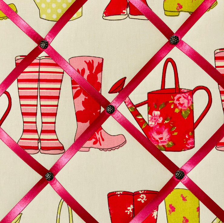 Wellies fabric photo board, noticeboard, memory... - Folksy
