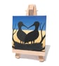 Sold Love Ukraine, Storks of Peace Miniature Art - blue and yellow mini canvas