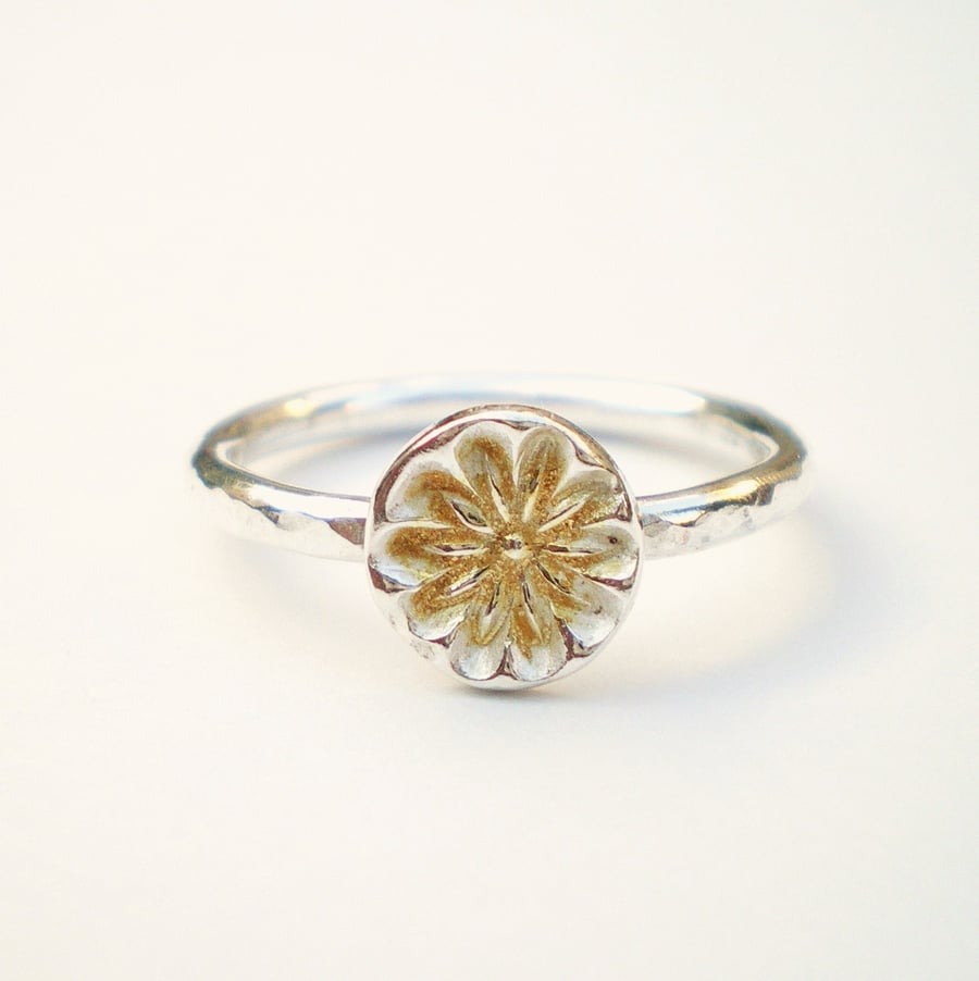 Silver and Gold Floral Ring