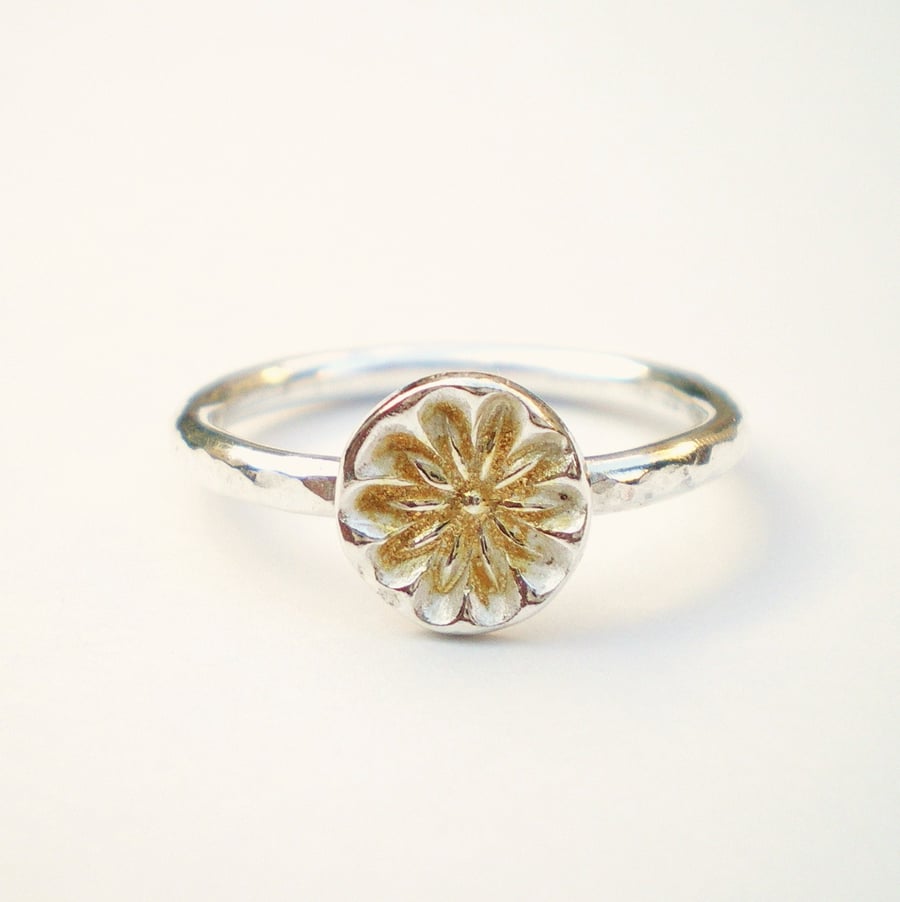 Silver and Gold Floral Ring