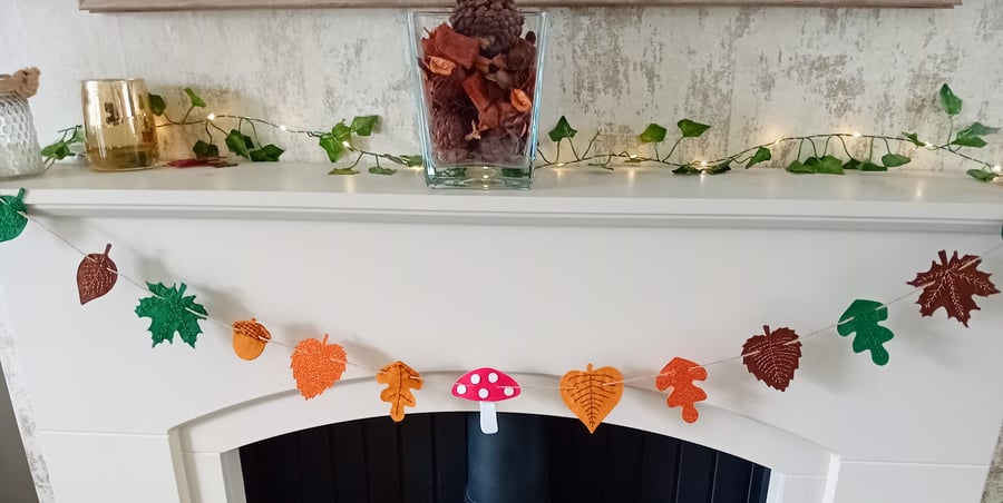 Autumn Hand Embroidered Garland 