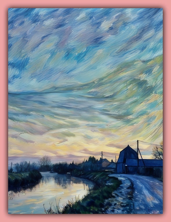 Early Sunrise Winter Norfolk Nordelph Greeting Card A5