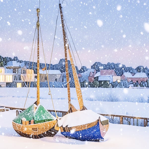 Boats At Blakeney Norfolk Christmas Greeting Card A5