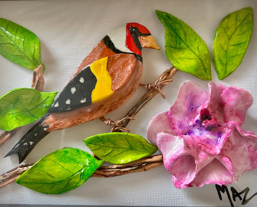 Gorgeous Goldfinch Clay art 