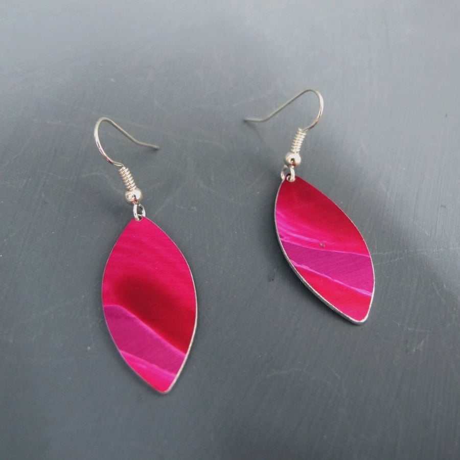 Hand Painted Pink & Purple Aluminium Petal Earrings