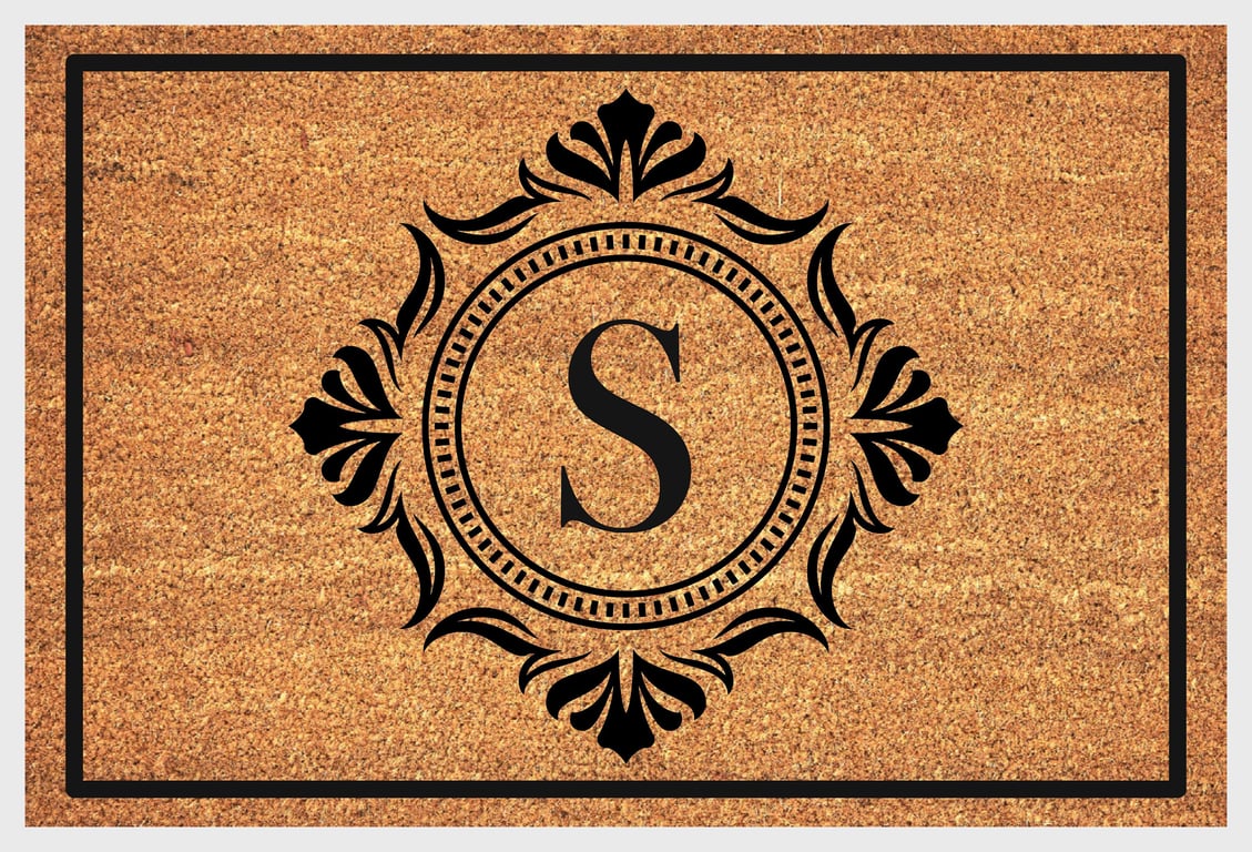 S Letter Door Mat - Monogram Letter S Welcome Mat - 3 Sizes