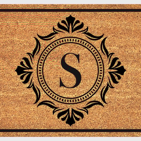 S Letter Door Mat - Monogram Letter S Welcome Mat - 3 Sizes