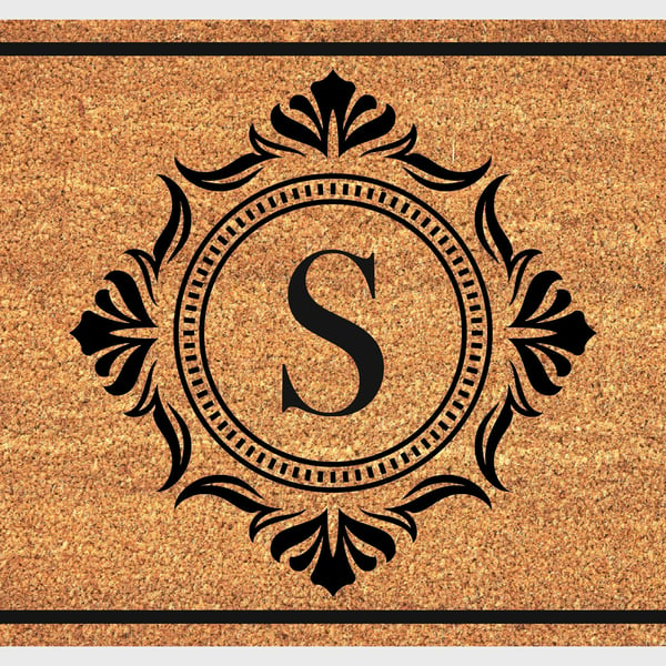 S Letter Door Mat - Monogram Letter S Welcome Mat - 3 Sizes