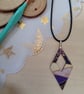 Purple wooden diamond hand painted necklace 