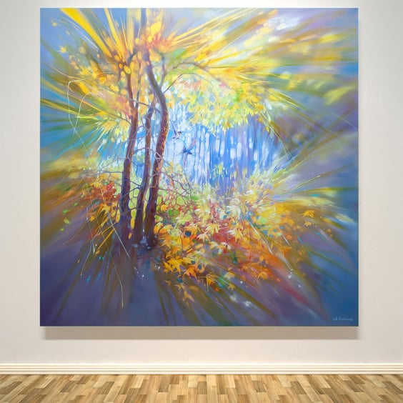 Somewhere in an Autumn Clearing, autumn landscape with swallows