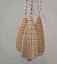 Set of 3 wood turned hanging Christmas tree decorations