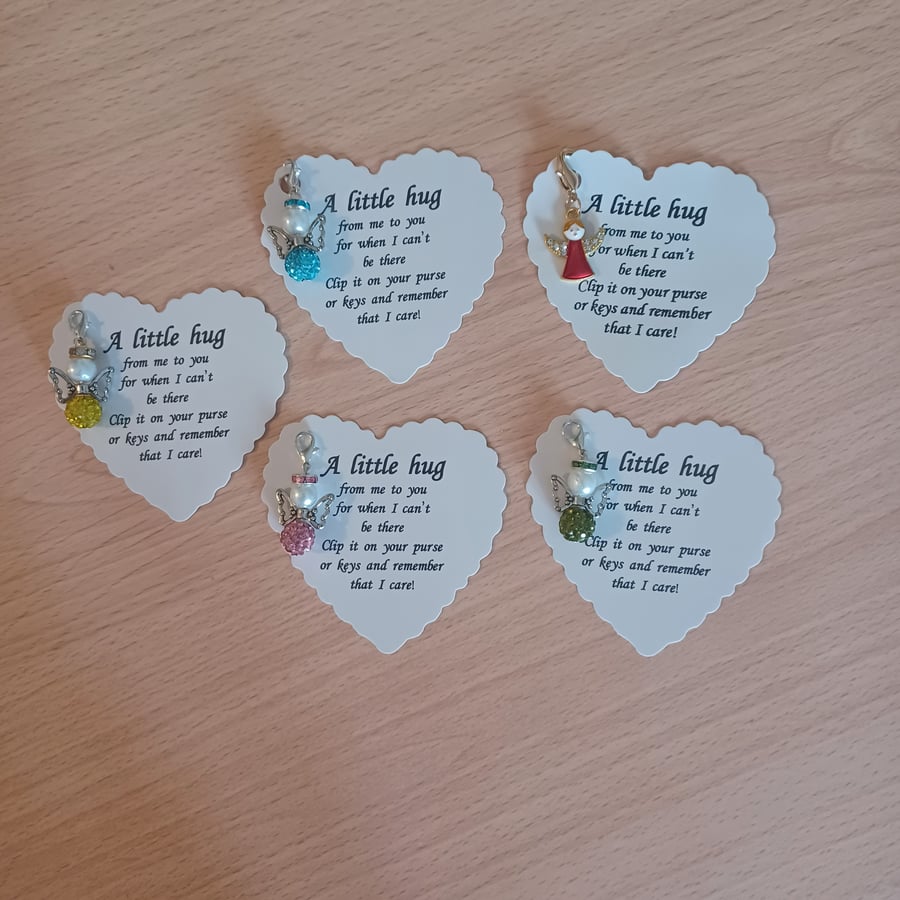 Angel heart charm, bag, zipper, planner