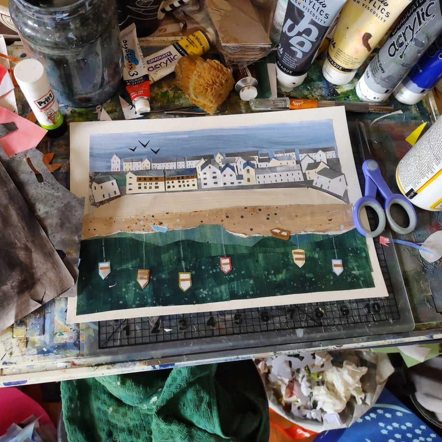 Collage Seaside Art - Framed