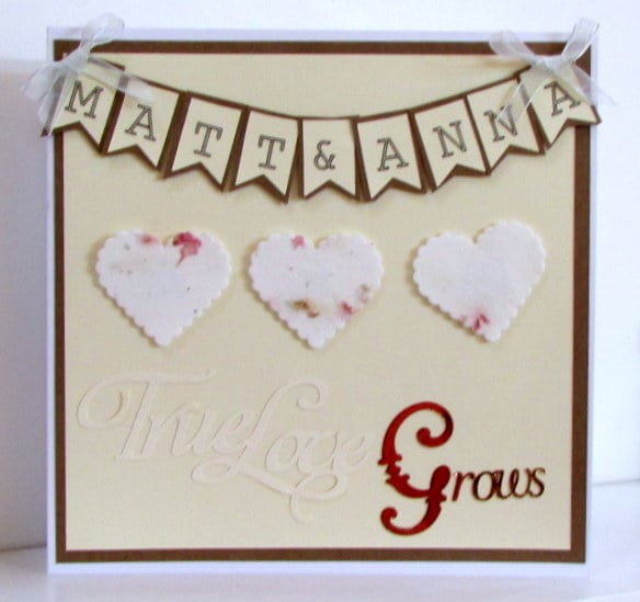 Personalised Wedding Card with Plantable seed paper hearts