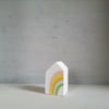 Miniature Wooden House, Rainbow House, Little House Ornament, Housewarming Gift