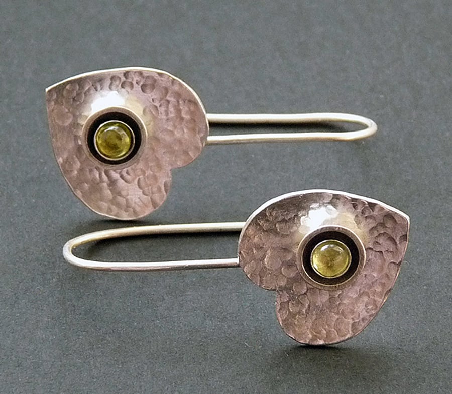 Sterling Silver Heart Earrings with Peridot p4