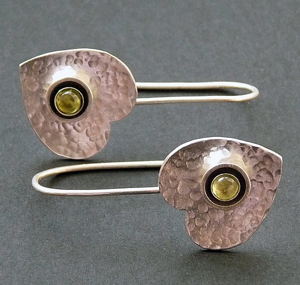 Sterling Silver Heart Earrings with Peridot p4