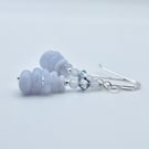 Blue Lace Agate & Crystal Earrings, Birthday, Thank You, Jewellery Gifts for Her