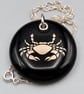 Cancer Fused Glass Pendant with Real Platinum Lustre Symbol - Image 1