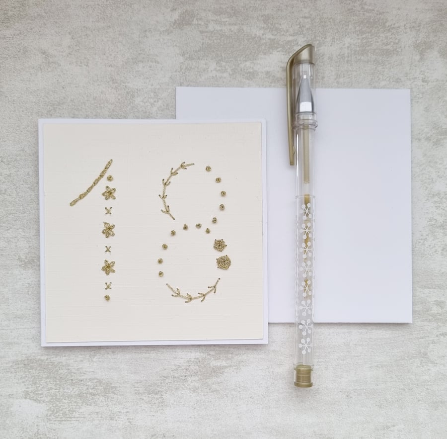 18th Birthday Hand Stitched Card