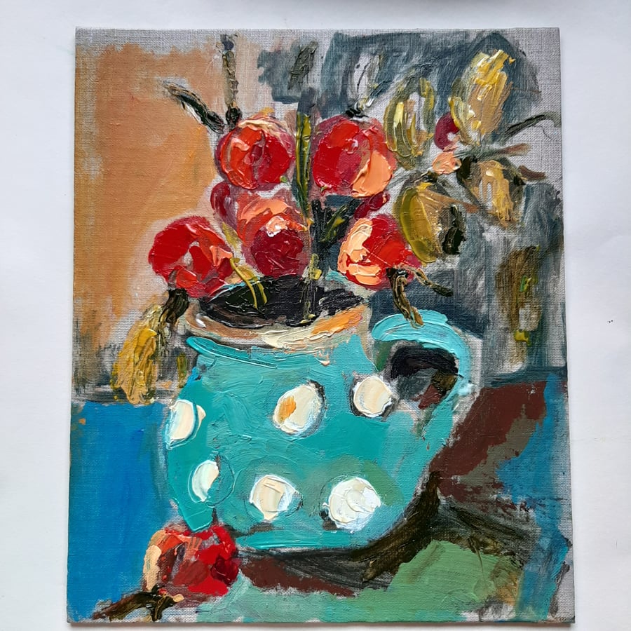 Contemporary still life flowers in jug