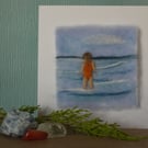 Handmade needle felted Sea Swimming greetings card