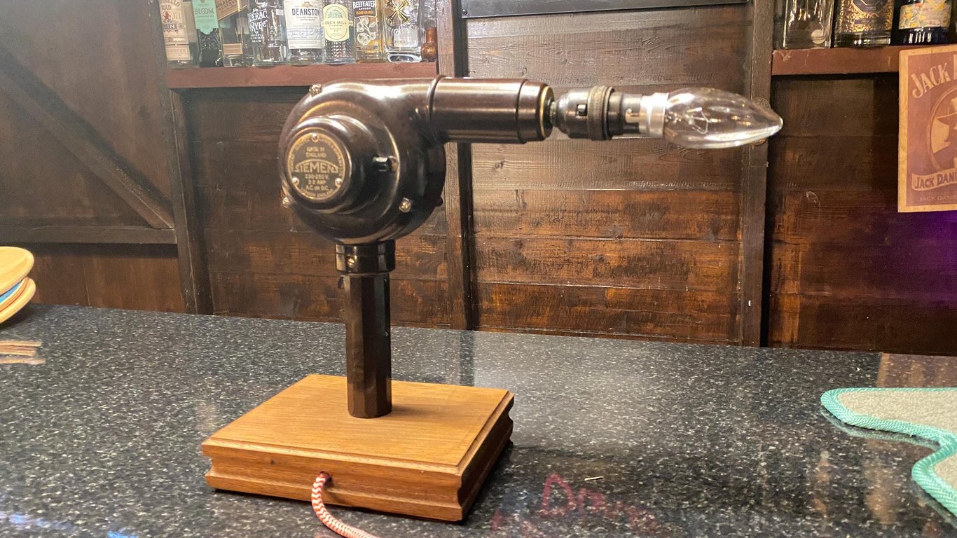 Vintage 1950s Siemens Bakelite hairdryer up cycled vintage lamp