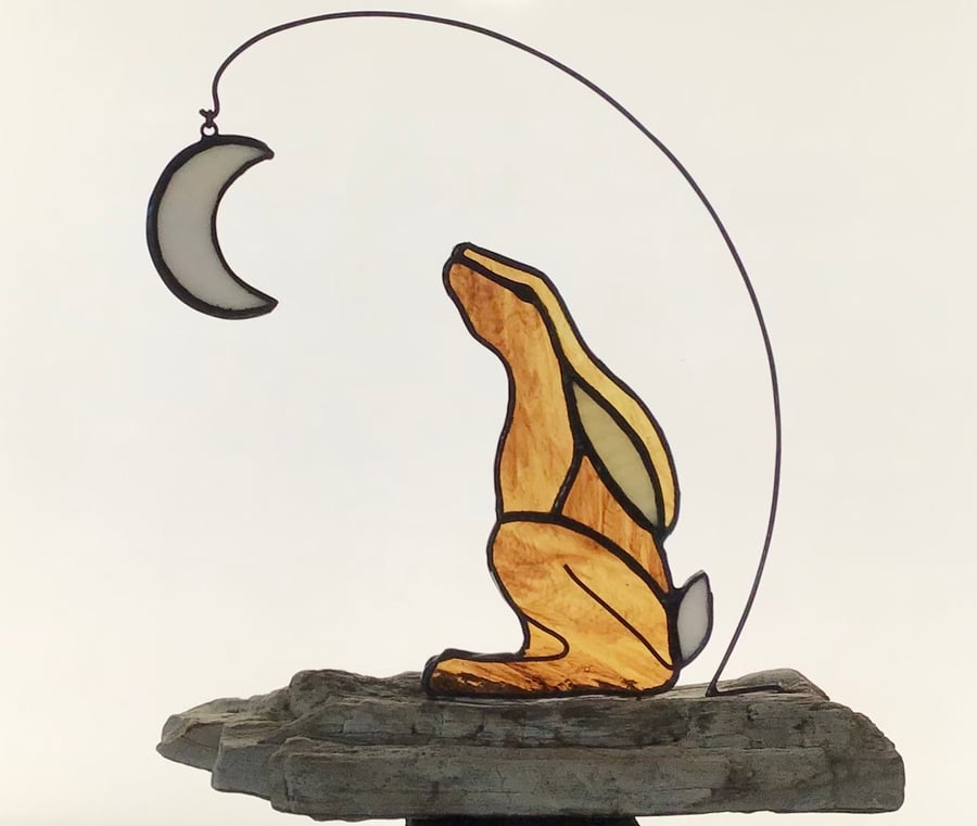 Moongazing Hare, stained glass